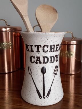 Kitchen Caddy Ceramic Utensil Holder - White Speckled